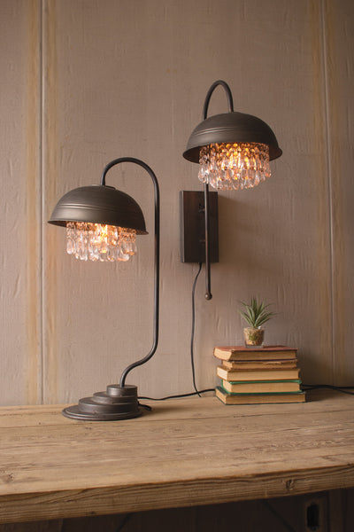 METAL DOME TABLE LAMP WITH GEMS DETAIL